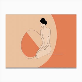 Nude Woman In A Circle Canvas Print
