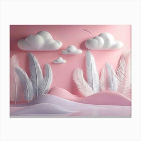 White Clouds And Feathers 1 Canvas Print