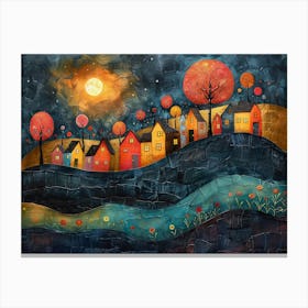 Night In The Village 3 Canvas Print