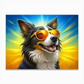 Smiling Border Collie Wearing Sunglasses 1 Canvas Print