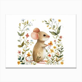 Little Floral Mouse 2 Canvas Print