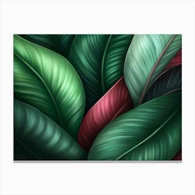 Red And Green Leaves 0001 Tropical 0002 Bp6586 Deep Green Tones No Red Exotic Tropical Leaves Creativ 25932b3d C8b1 479b Canvas Print