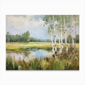 Birch Trees In The Meadow Canvas Print