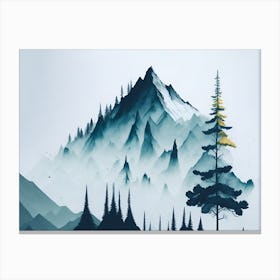 Mountain And Forest In Minimalist Watercolor Horizontal Composition 459 Canvas Print