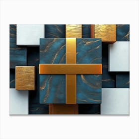 Gold And Blue Gift Boxes Canvas Print