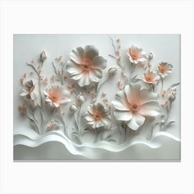 Classic 3d Flowers On A White Canvas Print