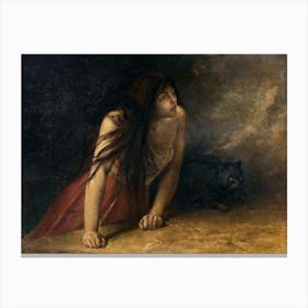 The Witch by Jean-Francois Portaels 1800s - 19th Century Remastered oil of canvas Witchy Art Print Dark Aesthetic Gallery Wall Decor Black Cat Witchcraft Pagan Unusual Canvas Print