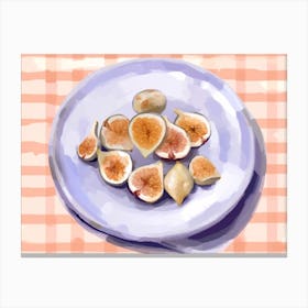 A Plate Of Figs, Top View Food Illustration, Landscape 1 Canvas Print