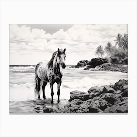 A Horse Oil Painting In Kaanapali Beach Hawaii, Usa, Landscape 3 Canvas Print
