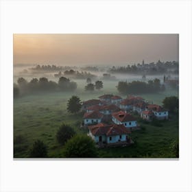 Sunrise Over A Village Canvas Print