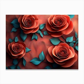 3d Roses Background, 3d Abstraction 1 Canvas Print