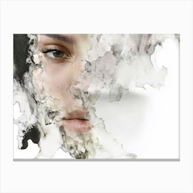 Pretty Woman Grunge Face Collage Footage Canvas Print