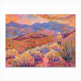 Cowboy Painting Sierra Nevada Mountains 3 Canvas Print