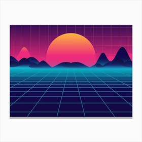 Synthwave Space: Sunset [synthwave/vaporwave/cyberpunk] — aesthetic poster, retrowave poster, neon poster Canvas Print
