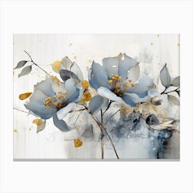 Pastel Blue and Gold Abstract Canvas Print