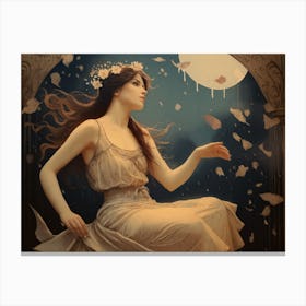 Art Print of a Girl in Art Nouveau Design Canvas Print