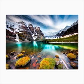 Mountain Lake In Banff National Park Canvas Print