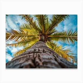 Palm Tree With Blue Sky Canvas Print