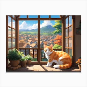 Cat In The Window Canvas Print