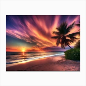 Sunset At The Beach 621 Canvas Print