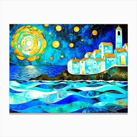 Seaside Town - House By Sea Canvas Print