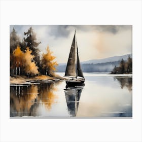 Sailboat Painting Lake House (9) Canvas Print