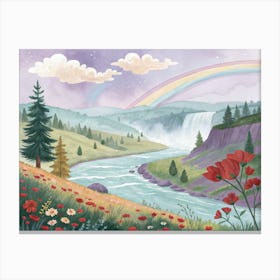 Rainbow River  And Flowers Canvas Print