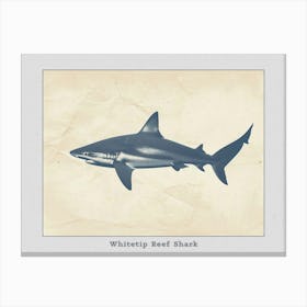 Whitetip Reef Shark Shark Silhouette 5 Poster Canvas Print