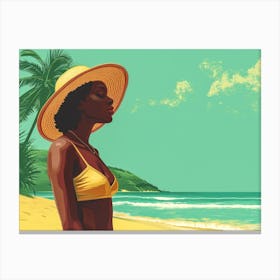 Illustration of an African American woman at the beach Canvas Print