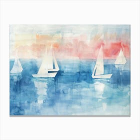 Sailboats At Sunset 26 Canvas Print