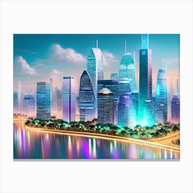 Futuristic Cityscape 50 Canvas Print