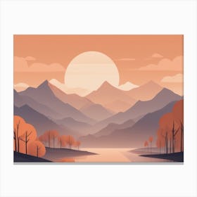 Misty mountains horizontal background in orange tone 25 Canvas Print