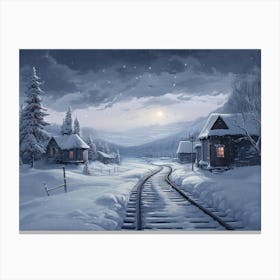 Train Tracks In The Snow Canvas Print