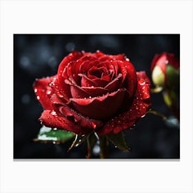 Red Rose On Black Background v Canvas Print