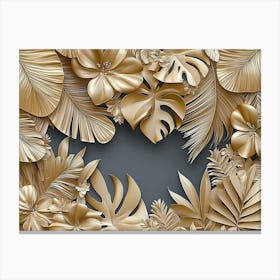 Gold Tropical Leaves Canvas Print