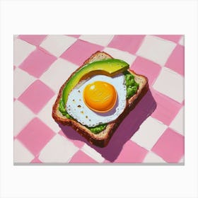Avocado Egg On Toast Pink Checkerboard 3 Canvas Print