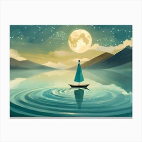 Sailboat In The Moonlight 1 Canvas Print