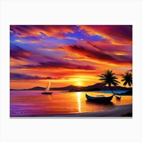 Sunset At The Beach 121 Canvas Print