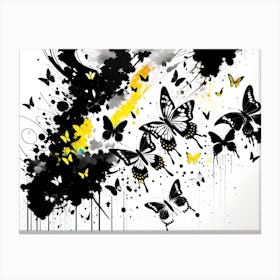 Black And Yellow Butterflies Canvas Print