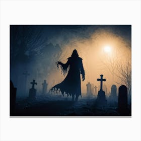 Graveyard At Night 33 Canvas Print