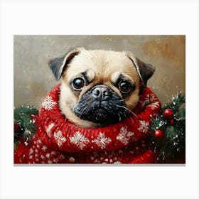 Holidays Pug 4 Canvas Print