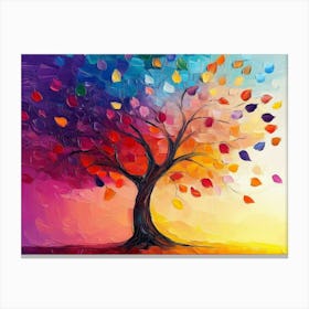 Elegant Colorful Tree With Vibrant Leaves Hanging Branches 8 Canvas Print