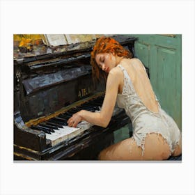 Woman Playing A Piano Canvas Print