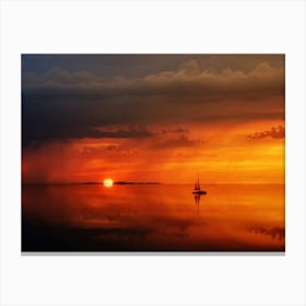 Sailboat At Sunset Canvas Print