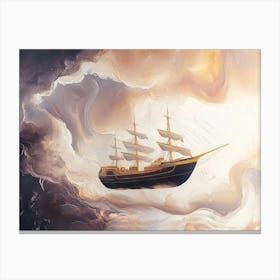 Abstract Marble Ship In The Sky Canvas Print