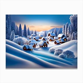 Christmas Winter Village Canvas Print
