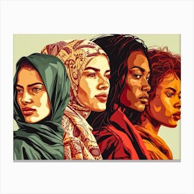 Women In Hijabs 5 Canvas Print