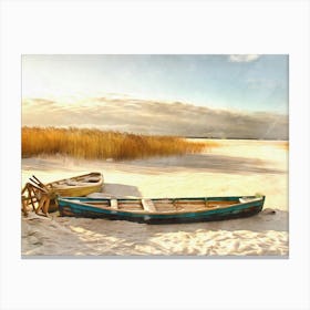 Boats In The Sand Canvas Print