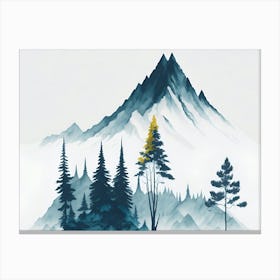 Mountain And Forest In Minimalist Watercolor Horizontal Composition 273 Canvas Print