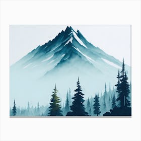 Mountain And Forest In Minimalist Watercolor Horizontal Composition 98 Canvas Print